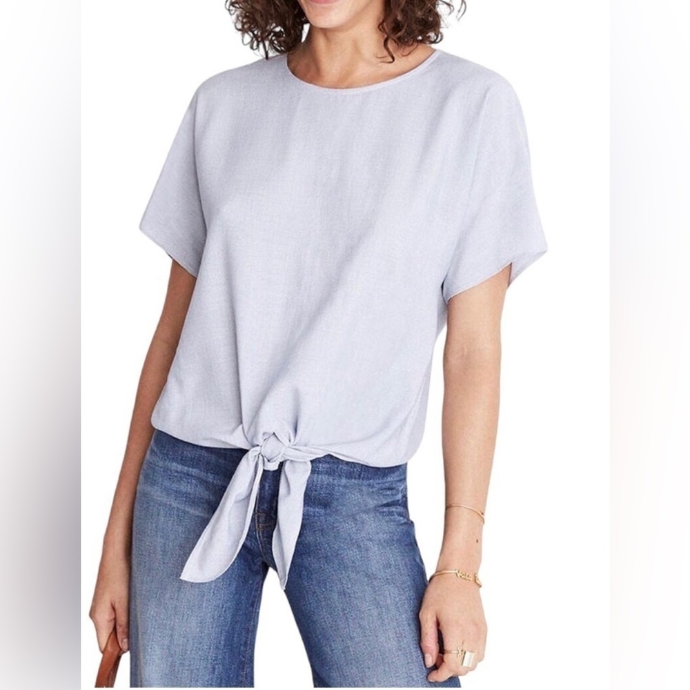 Madewell Soft Blue Tie-Front shirt